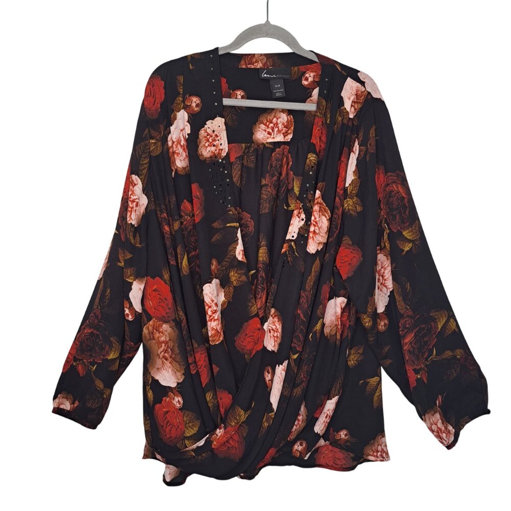Lane Bryant Wrap Style Floral Print Blouse Plus Size 26/28